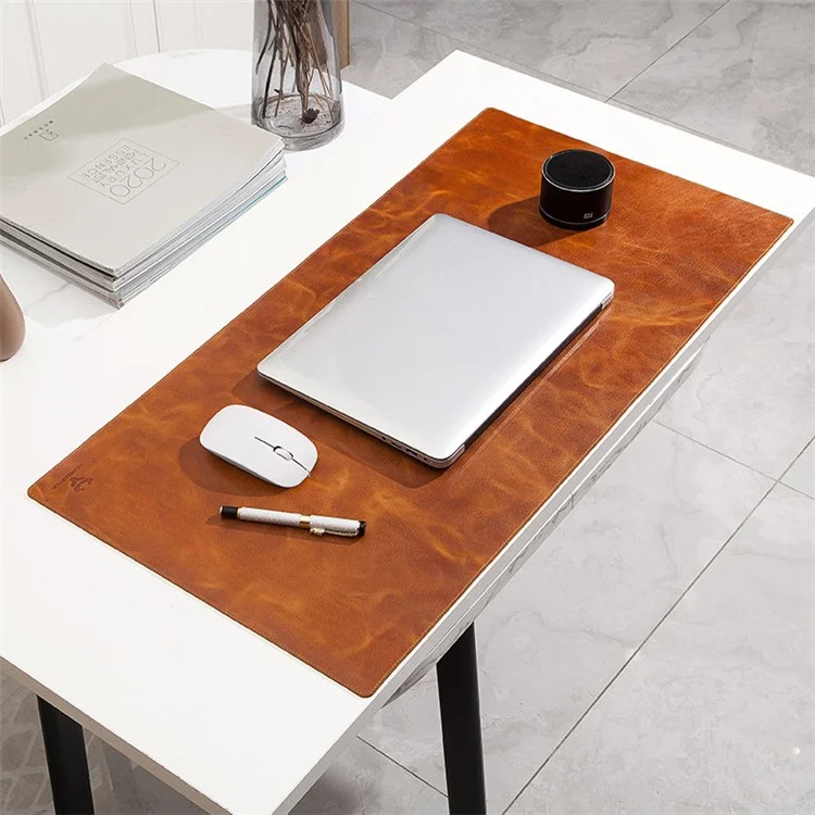 Nonrutsch Große Mausmattenöl Wachs Cowide Leder Gaming Mousepad Home Office Desk Pad, 60x30 cm - Braun