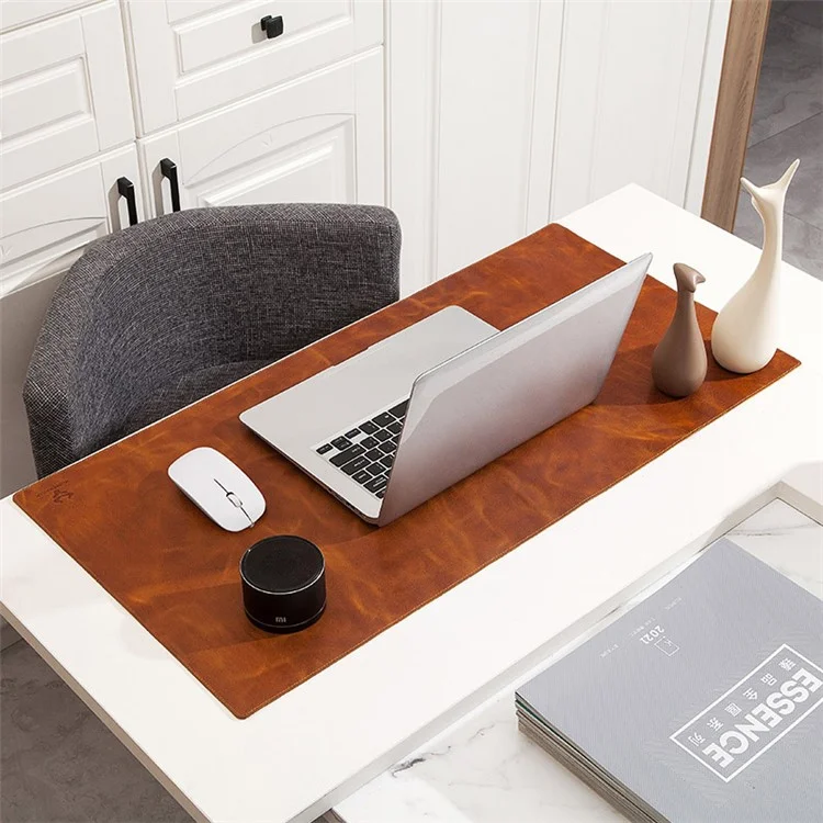Nonrutsch Große Mausmattenöl Wachs Cowide Leder Gaming Mousepad Home Office Desk Pad, 60x30 cm - Braun