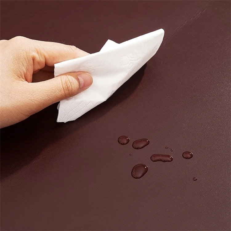 Non-slip Large Mouse Mat Oil Wax Cowhide Leather Gaming Mousepad Home Office Desk Pad, 60x30cm - Black