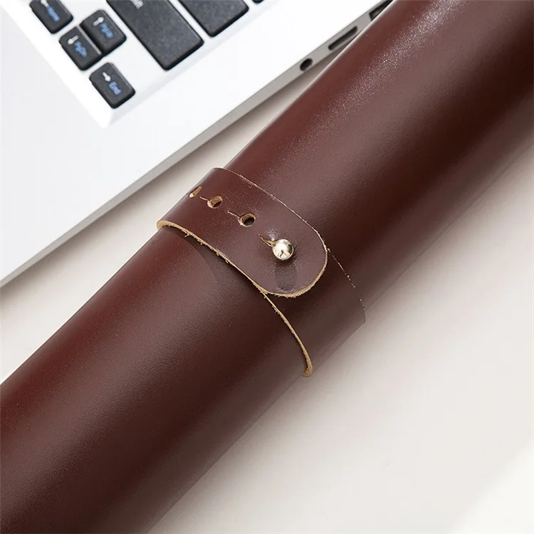 Non-slip Large Mouse Mat Oil Wax Cowhide Leather Gaming Mousepad Home Office Desk Pad, 60x30cm - Black