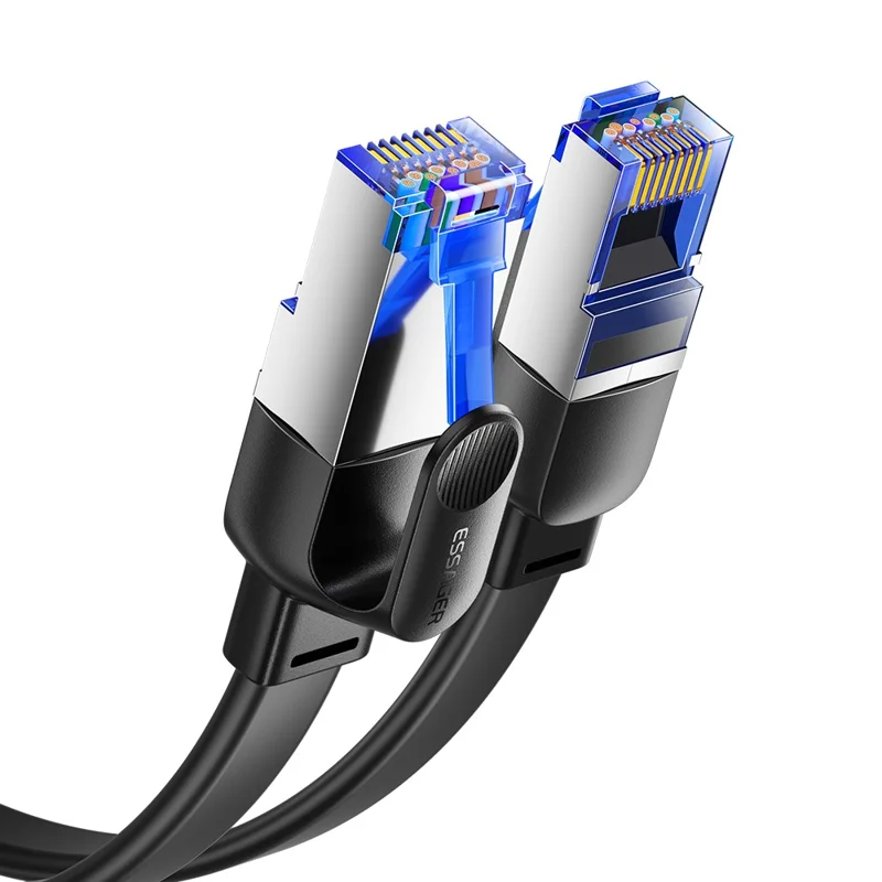 ESSAGER EXCWXY-JH01-P Cavo Ethernet piatto in PVC da 3 m CAT8 per ufficio domestico 40 Gbps 2000 MHz Cavo di rete