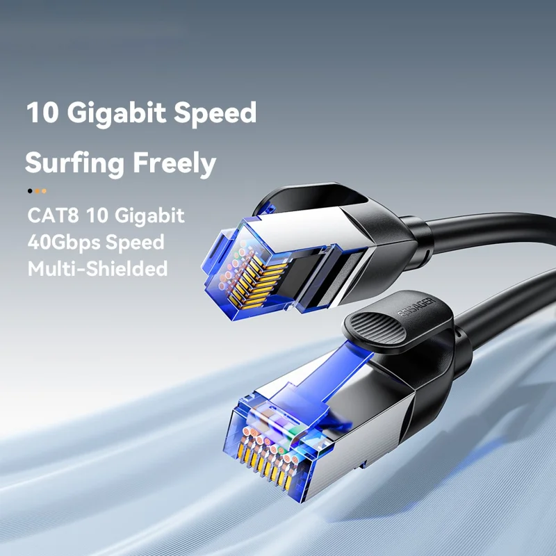 ESSAGER EXCWXY-JH01-P PVC 10m CAT8 Ethernet Flat Cable Home Office 40Gbps 2000MHz Network Cable