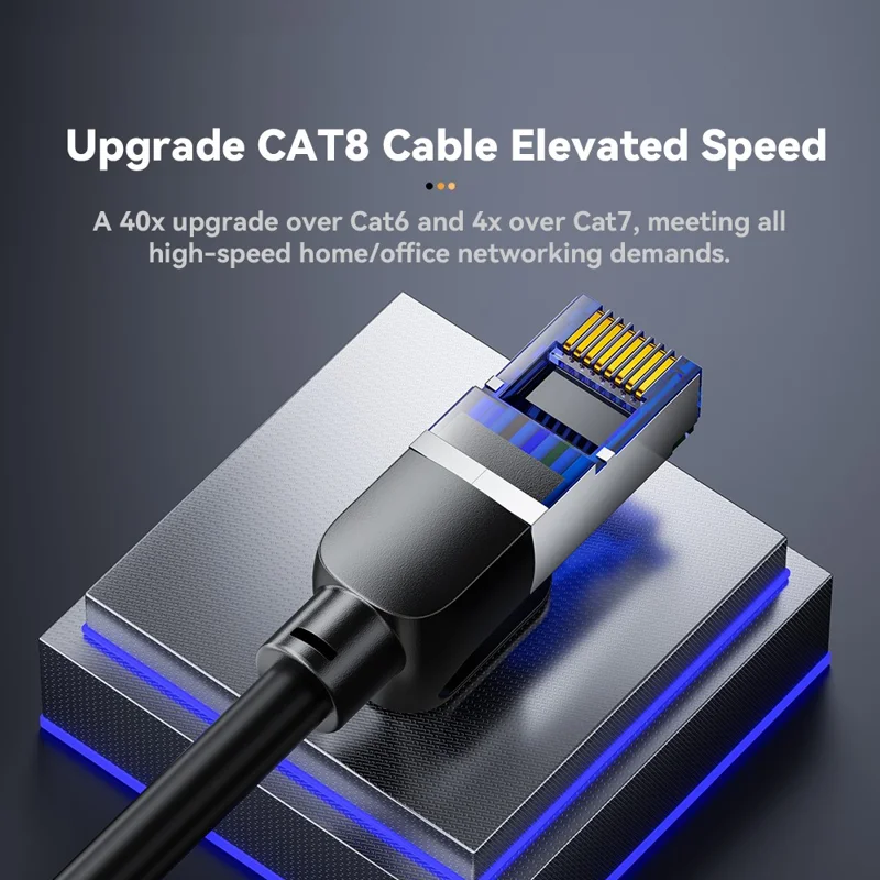 ESSAGER EXCWXY-JH01-P Câble Ethernet plat en PVC 15m CAT8 Maison Bureau 40Gbps 2000MHz Câble réseau