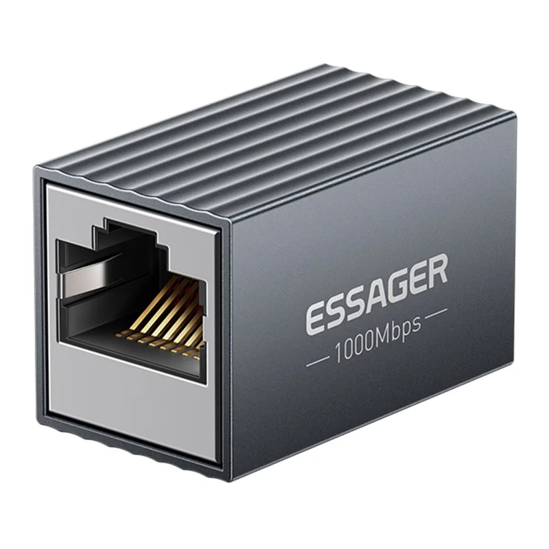 ESSAGER Ethernet Cable Connector RJ45 1000Mbps 100M Extension Aluminum Alloy Extender for Network