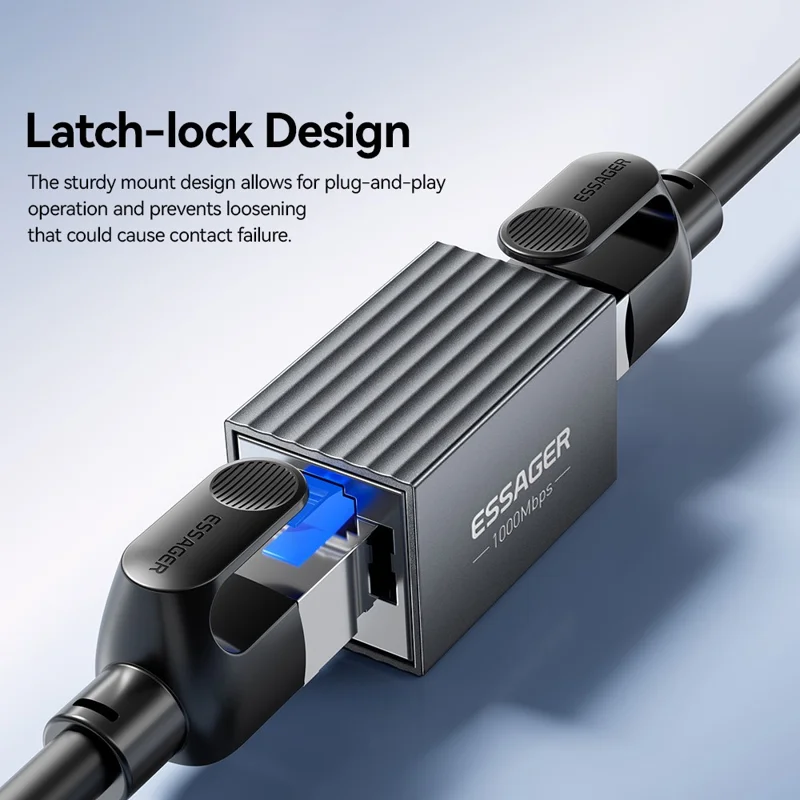 ESSAGER Ethernet Cable Connector RJ45 1000Mbps 100M Extension Aluminum Alloy Extender for Network