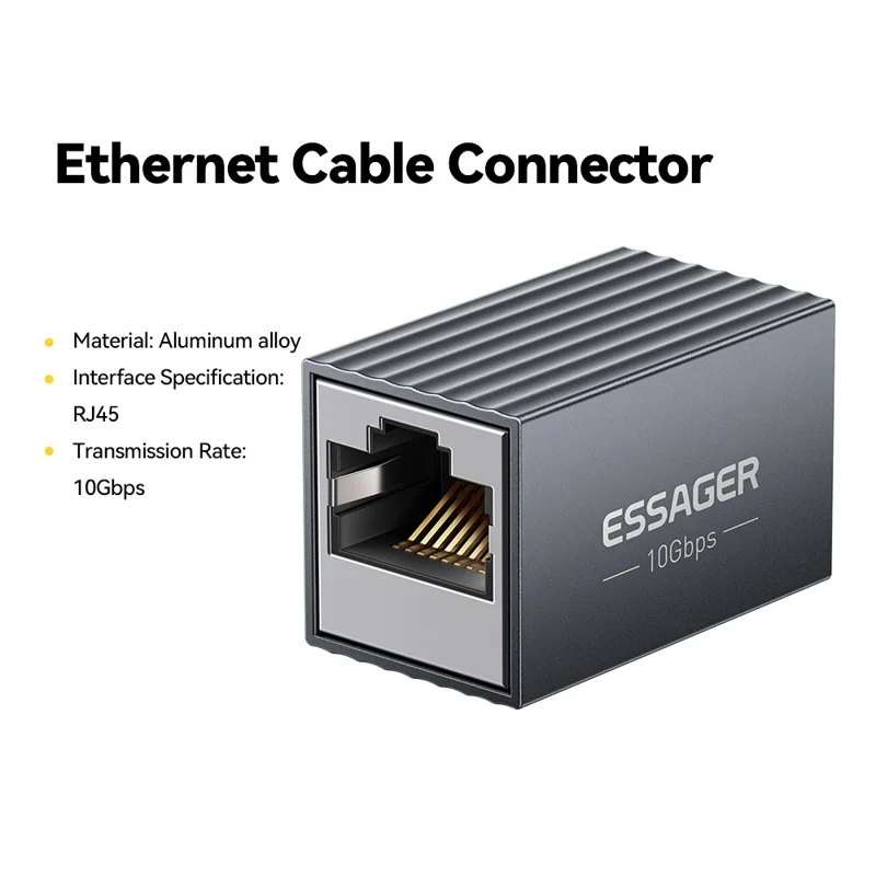 ESSAGER RJ45 Ethernet Cable Connector 10Gbps Network Coupler 100M Extension Adapter Network Extender