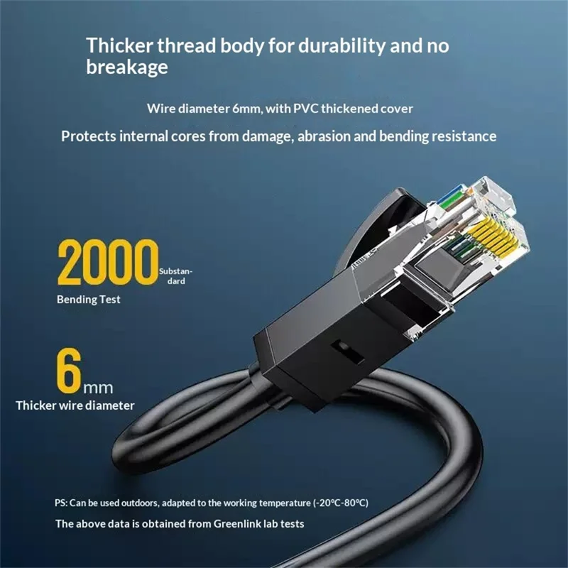 UGREEN 20167 25m RJ45 Cat6 Ethernet Cable 1000Mbps Gigabit Network Cable for PC Router - Black