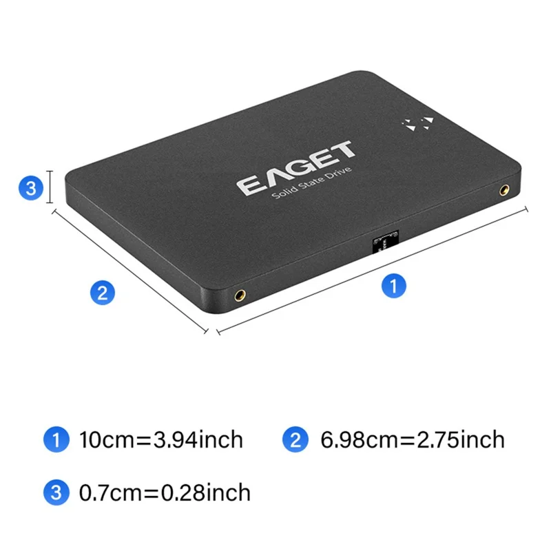 EAGET S205 120 GB 2,5-calowy dysk SSD SATA III Obudowa wewnętrznego dysku stanu stałego dla komputera stacjonarnego i laptopa – Czarny