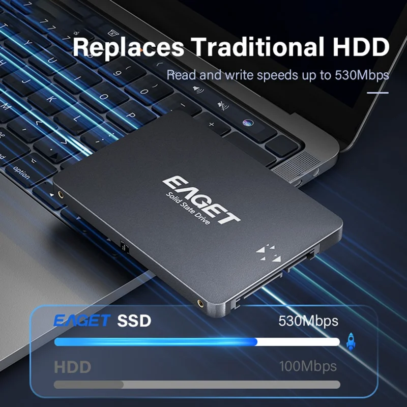 EAGET S205 120 GB 2,5-calowy dysk SSD SATA III Obudowa wewnętrznego dysku stanu stałego dla komputera stacjonarnego i laptopa – Czarny