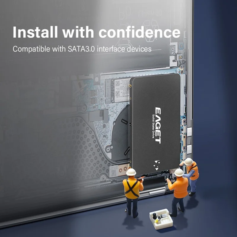 EAGET S205 240 GB 2,5-calowa pamięć SSD SATA III, obudowa dysku twardego, wewnętrzny dysk SSD do laptopa i komputera stacjonarnego - Czarny