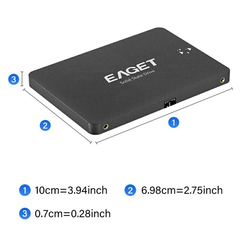 EAGET S205 2 TB, 2,5 cala, dysk SSD, typu SATA III, obudowa do dysku twardego, pamięć masowa do laptopa i komputera stacjonarnego – czarny