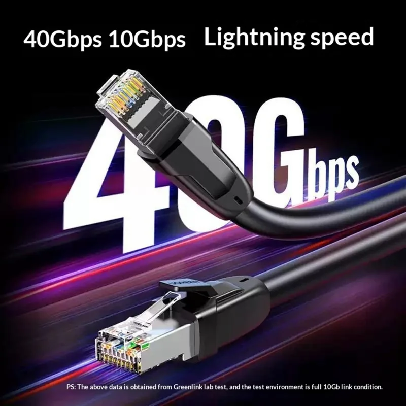 UGREEN 70329 2m Cat8 Ethernet Cable 40Gbps 2000MHz High Speed RJ45 Network Cord for Gaming Router - Black