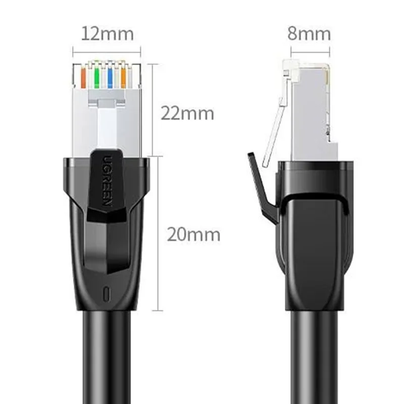 UGREEN 70329 2m Cat8 Ethernet Cable 40Gbps 2000MHz High Speed RJ45 Network Cord for Gaming Router - Black