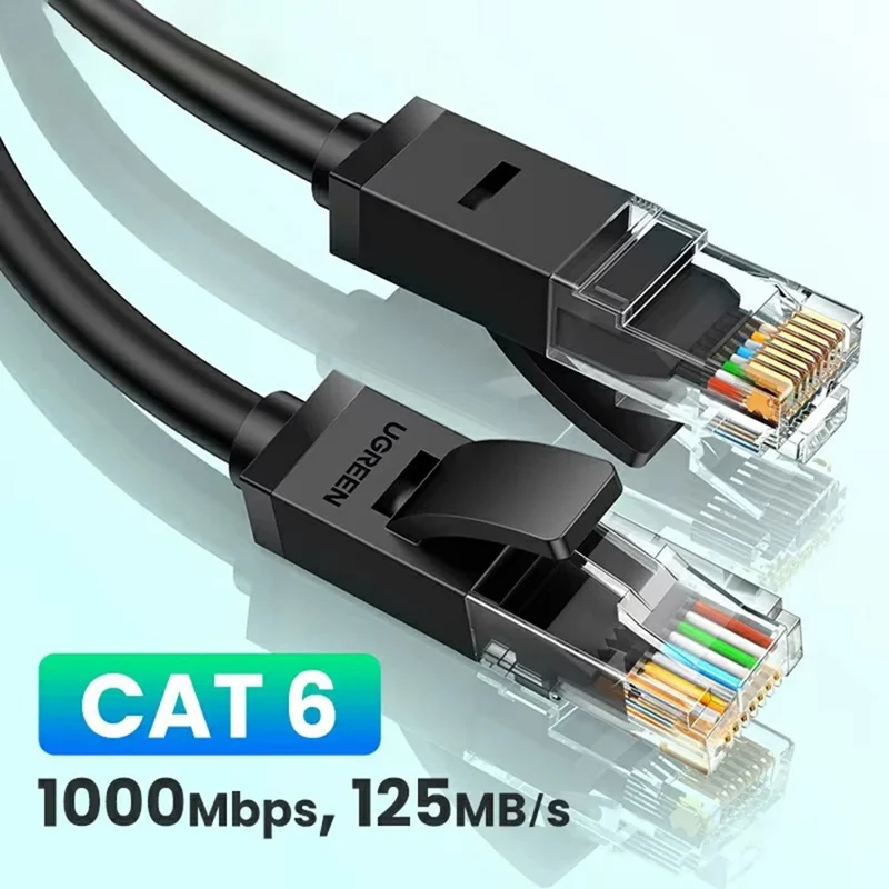 UGREEN NW102 20160 2m Cat6 Ethernet Cable 1000Mbps High Speed RJ45 Network Cable - Black