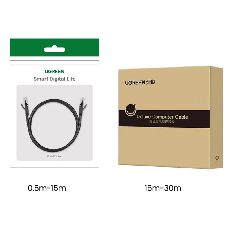 UGREEN 20166 20m RJ45 Cat6 Ethernet Cable 1000Mbps Gigabit Network Cable for PC Router - Black