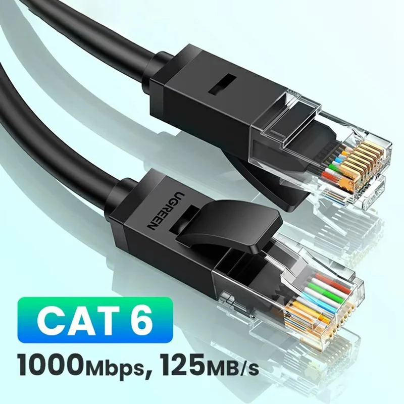 UGREEN 20166 20m RJ45 Cat6 Ethernet Cable 1000Mbps Gigabit Network Cable for PC Router - Black