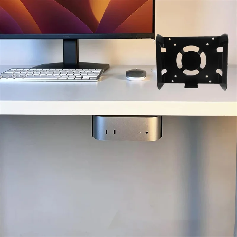Крепление настенное для Mac mini (2024) (M4 / M4 Pro), настольная подставка из металла, держатель под стол, чёрный