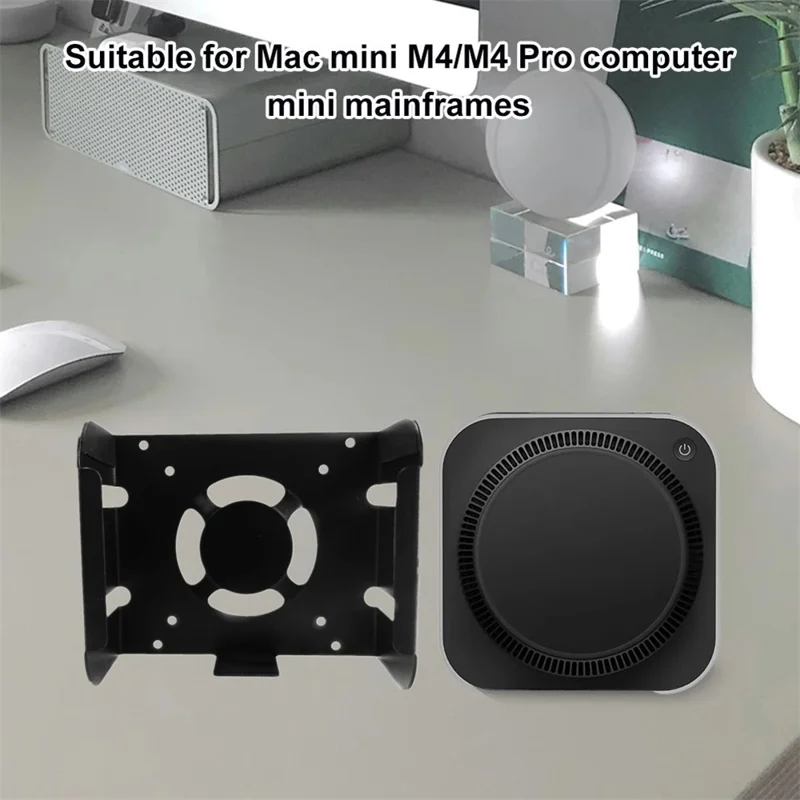 Крепление настенное для Mac mini (2024) (M4 / M4 Pro), настольная подставка из металла, держатель под стол, чёрный