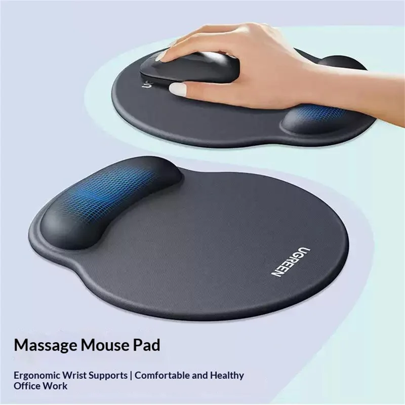 UGREEN LP668 Anti-Slip Ergonomic Wrist Rest Mouse Pad with 5mm Memory Foam - Mint Green