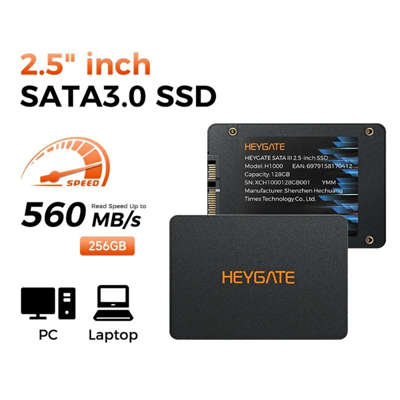 HEYGATE H1000 256GB 2.5 inch SATA3 SSD 560MB / s Read Speed Internal Solid State Drive for Desktop Laptop Gaming Office