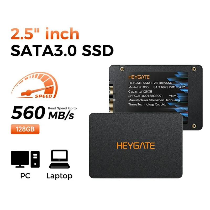 HEYGATE H1000 128GB 2.5 inch SATA3 SSD 560MB / s Read Speed Internal Solid State Drive for Desktop Laptop Gaming Office