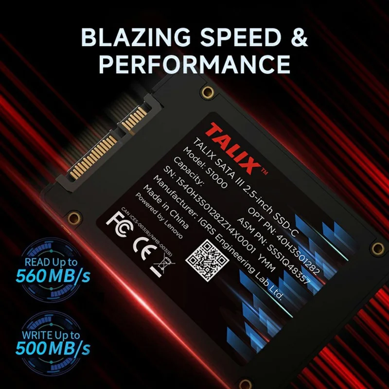 TALIX S1000 1TB 2.5 inch SATA III Internal Solid State Drive 560MB / s Read Speed 3D NAND for Desktop PC Laptop