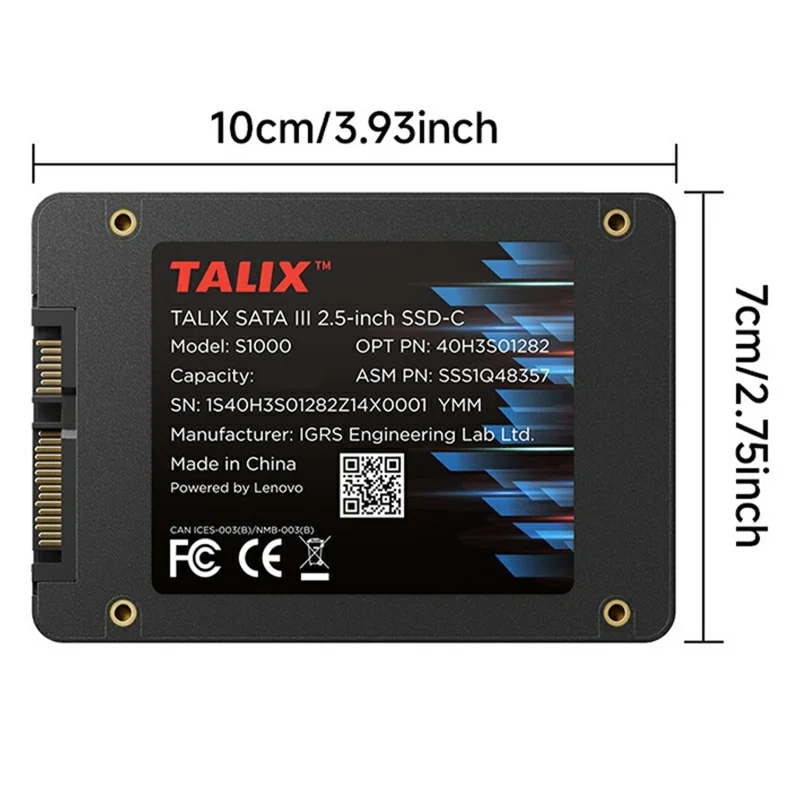 TALIX S1000 1TB 2.5 inch SATA III Internal Solid State Drive 560MB / s Read Speed 3D NAND for Desktop PC Laptop