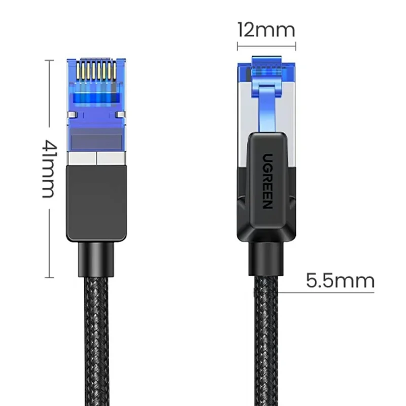 UGREEN NW153 80432 3m CAT8 Ethernet Cable 40Gbps F / FTP Shielded Twisted Pair RJ45 Network Cable - Black