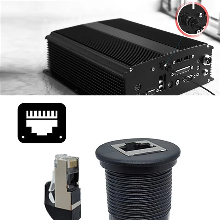 UT-017-1.0M 1m Waterproof CAT6 RJ45 Male to Female LAN Ethernet Network Extension Cable Car Panel Mount Design Connection Cord