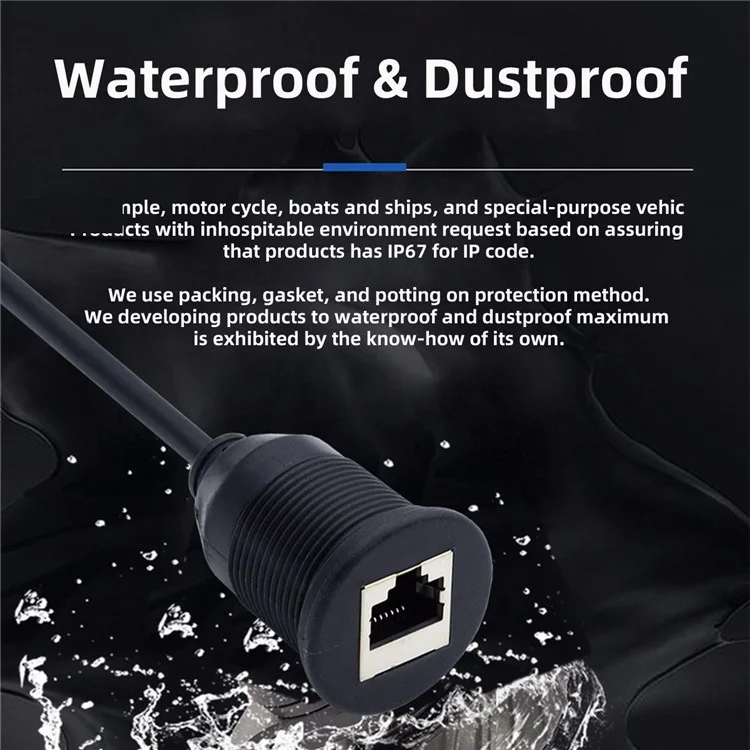UT-017-1.0M 1m Waterproof CAT6 RJ45 Male to Female LAN Ethernet Network Extension Cable Car Panel Mount Design Connection Cord