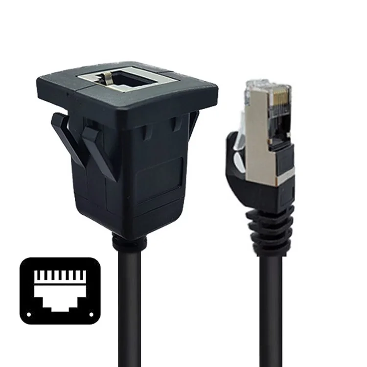 UT-016-1.0M 1m Waterproof Latch Locking CAT6 RJ45 Male to Female Car Panel Mount Design Lan Ethernet Network Extension Cable