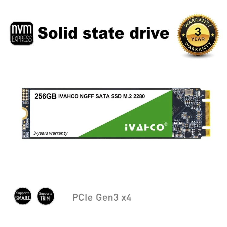 Ivahco 256GB NGFF SATA SSD M.2 2280 Disco Dispo Duro de Estado Solido Intern