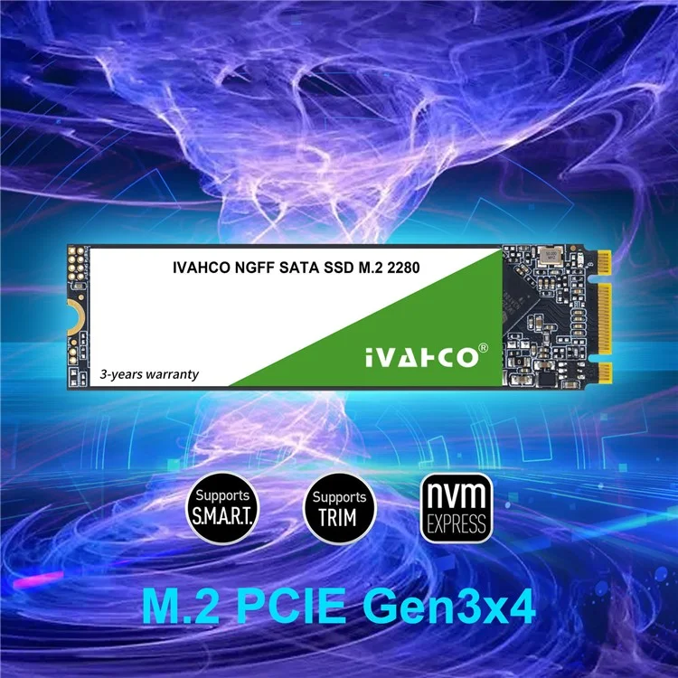IVAHCO 1TB NGFF SATA SSD M.2 2280 PCIe Gen 3X4 Disque Dur Interne Solid State