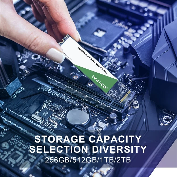 IVAHCO 1TB NGFF SATA SSD M.2 2280 PCIe Gen 3X4 Disque Dur Interne Solid State