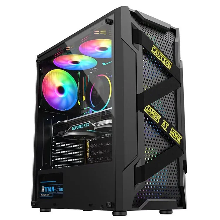 Pannello laterale trasparente in acrilico per PC ATX Gaming, case per computer, chassis con 6 posizioni per ventole di raffreddamento - Nero