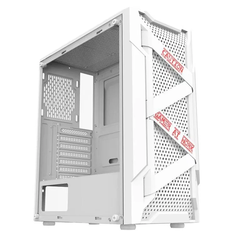 Acrylic Transparent Side Panel ATX PC Case Gaming Computer Case Chassis with 6 Cooling Fan Positions - White