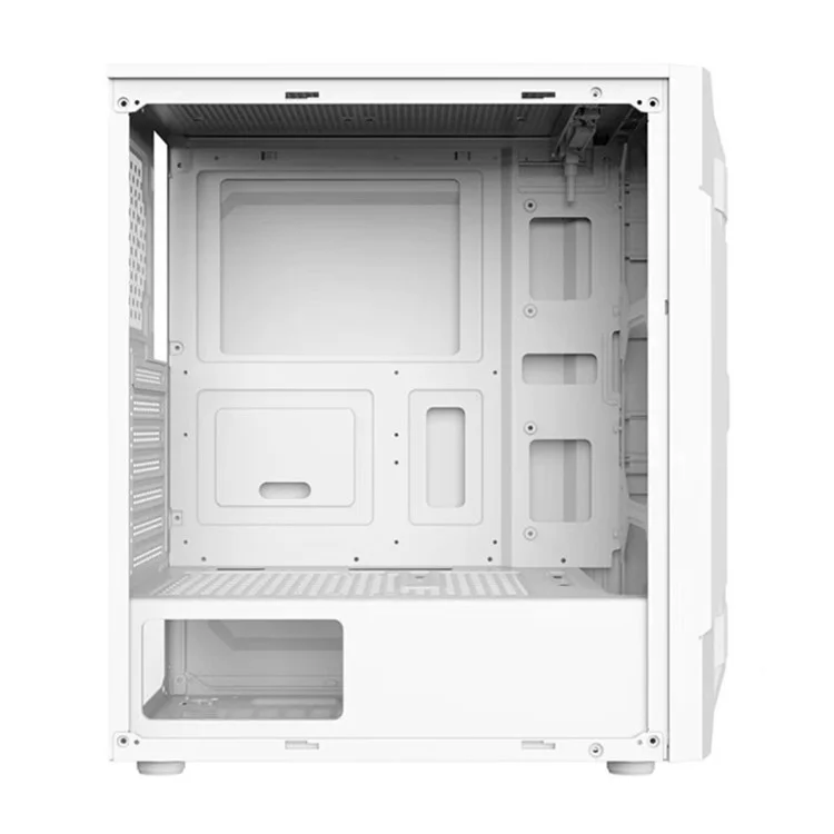 Acrylic Transparent Side Panel ATX PC Case Gaming Computer Case Chassis with 6 Cooling Fan Positions - White