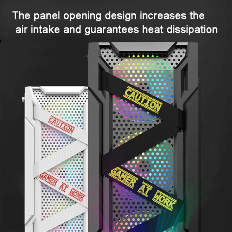 Acrylic Transparent Side Panel ATX PC Case Gaming Computer Case Chassis with 6 Cooling Fan Positions - White