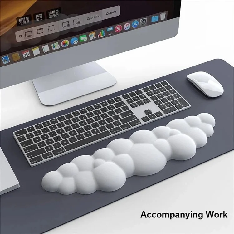 Memory Foam Keyboard Wrist Rest Pad Cloud Shape Anti-slip Wrist Support Pad - White