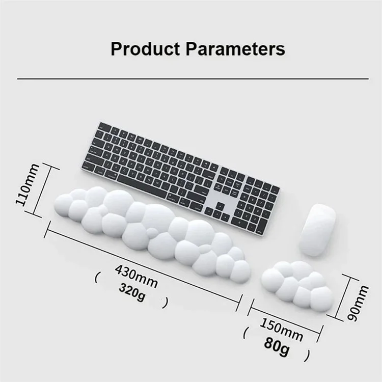 Memory Foam Keyboard Wrist Rest Pad Cloud Shape Anti-slip Wrist Support Pad - White