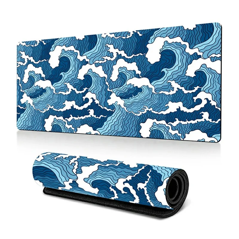 Mouse Pad Retangular Antiderrapante de 300 x 800 x 3mm com Padrão Fluido Abstrato - Estilo G