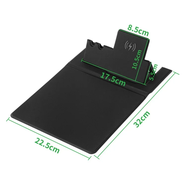 Alfombrilla para ratón plegable de piel sintética de PU, cargador de teléfono inalámbrico de 15 W con soporte para bolígrafo