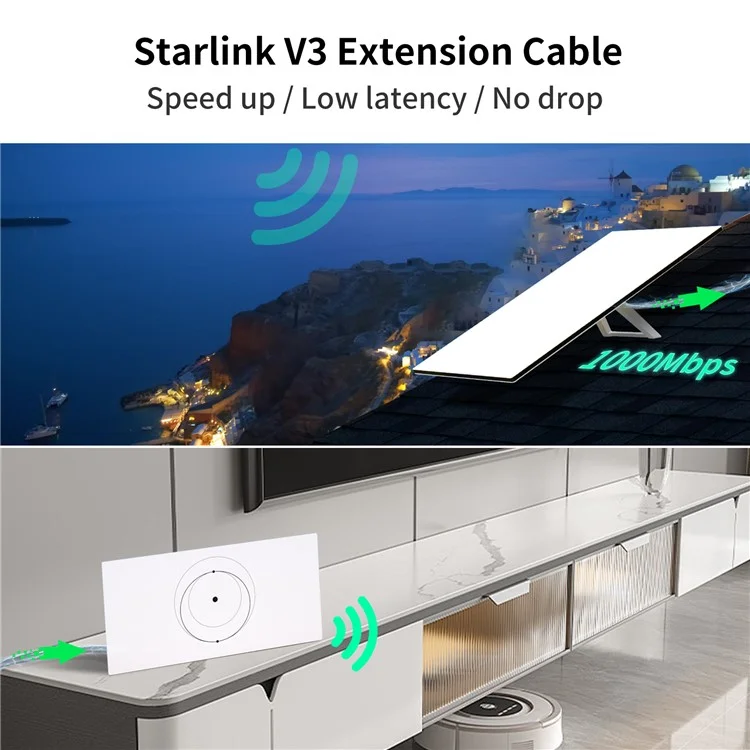 Cable Ethernet Starlink Gen 3 de 20 m Cable de extensión estándar V3 CAT6 de 10 Gbps RJ45