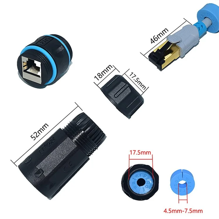 JUNSUNMAY IP68 Wasserdichter RJ45 Cat6 Gigabit Geschirmter Buchse-zu-Buchse Ethernet Verbinder