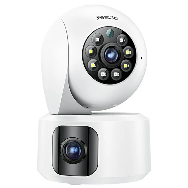 YESIDO KM16 Câmera de Segurança Interna com Duas Lentes sem Fio WiFi com Visão Noturna / Áudio Bidirecional / Detecção de Movimento - Branco / Plugue EU