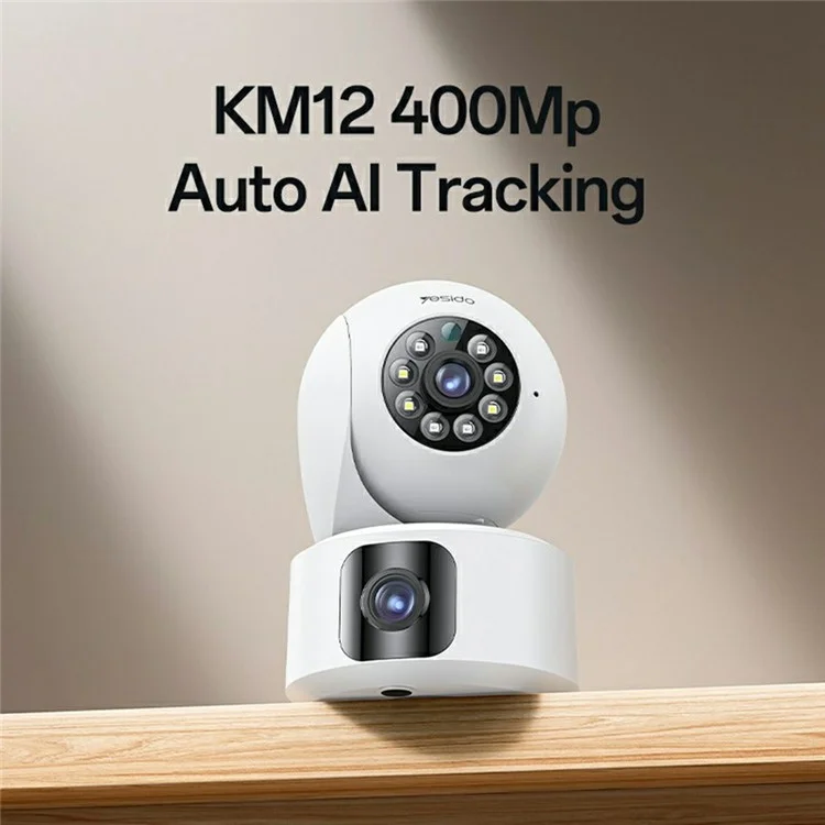 YESIDO KM16 Câmera de Segurança Interna com Duas Lentes sem Fio WiFi com Visão Noturna / Áudio Bidirecional / Detecção de Movimento - Branco / Plugue EU