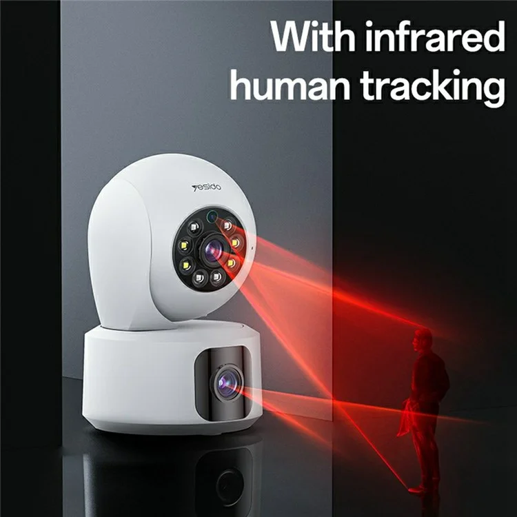 YESIDO KM16 Câmera de Segurança Interna com Duas Lentes sem Fio WiFi com Visão Noturna / Áudio Bidirecional / Detecção de Movimento - Branco / Plugue EU