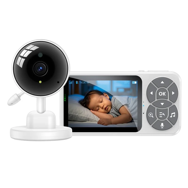 Monitor de Bebê YESIDO KM26 com Tela LCD de 3,5 Polegadas, Visão Noturna e Detecção de Temperatura, Câmera Sem Fio 2,4G