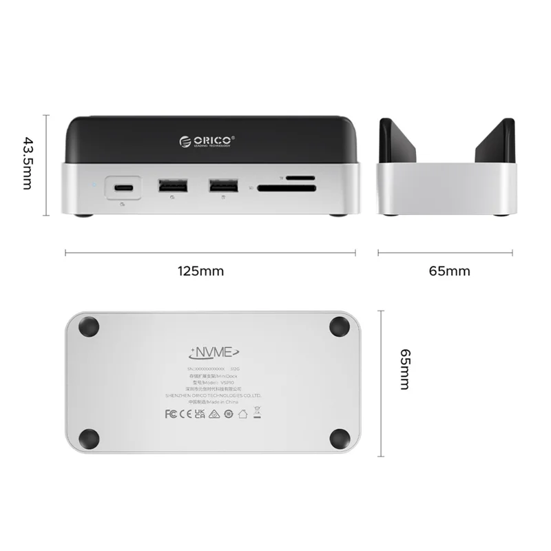 ORICO VS10 Base de expansión convertidor para Mac mini M4, carcasa para SSD M.2, base de almacenamiento de escritorio, capacidad de 2 TB