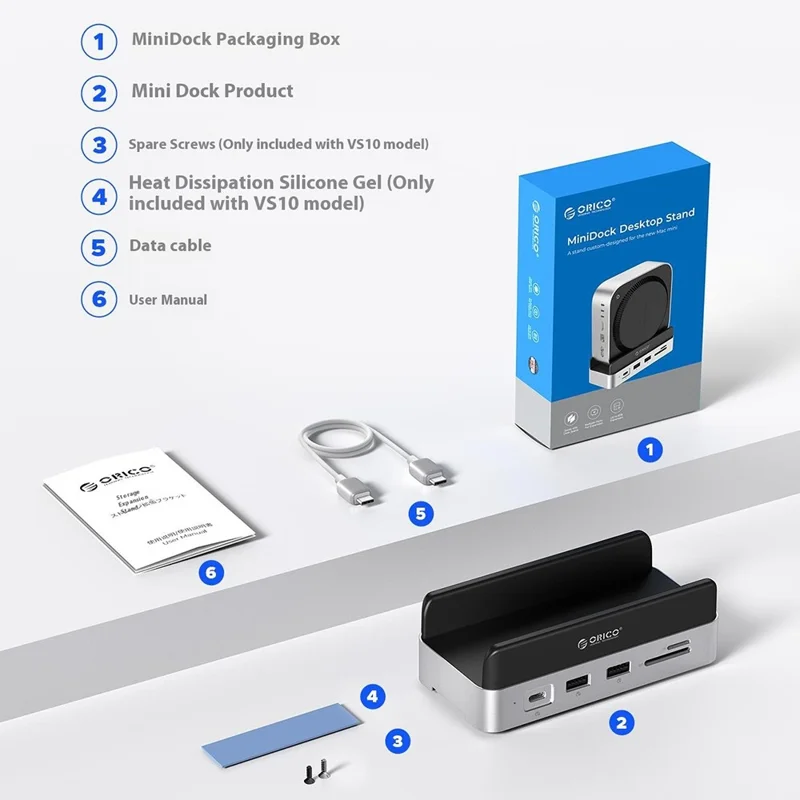ORICO VS10 Base de expansión convertidor para Mac mini M4, carcasa para SSD M.2, base de almacenamiento de escritorio, capacidad de 2 TB